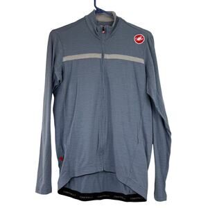Castelli Men's Costante Long Sleeve Blue Wool Cycling Jersey Jacket Size Large